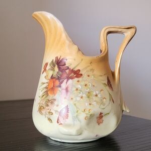 Vintage Antique Pottery Creamer Carnations